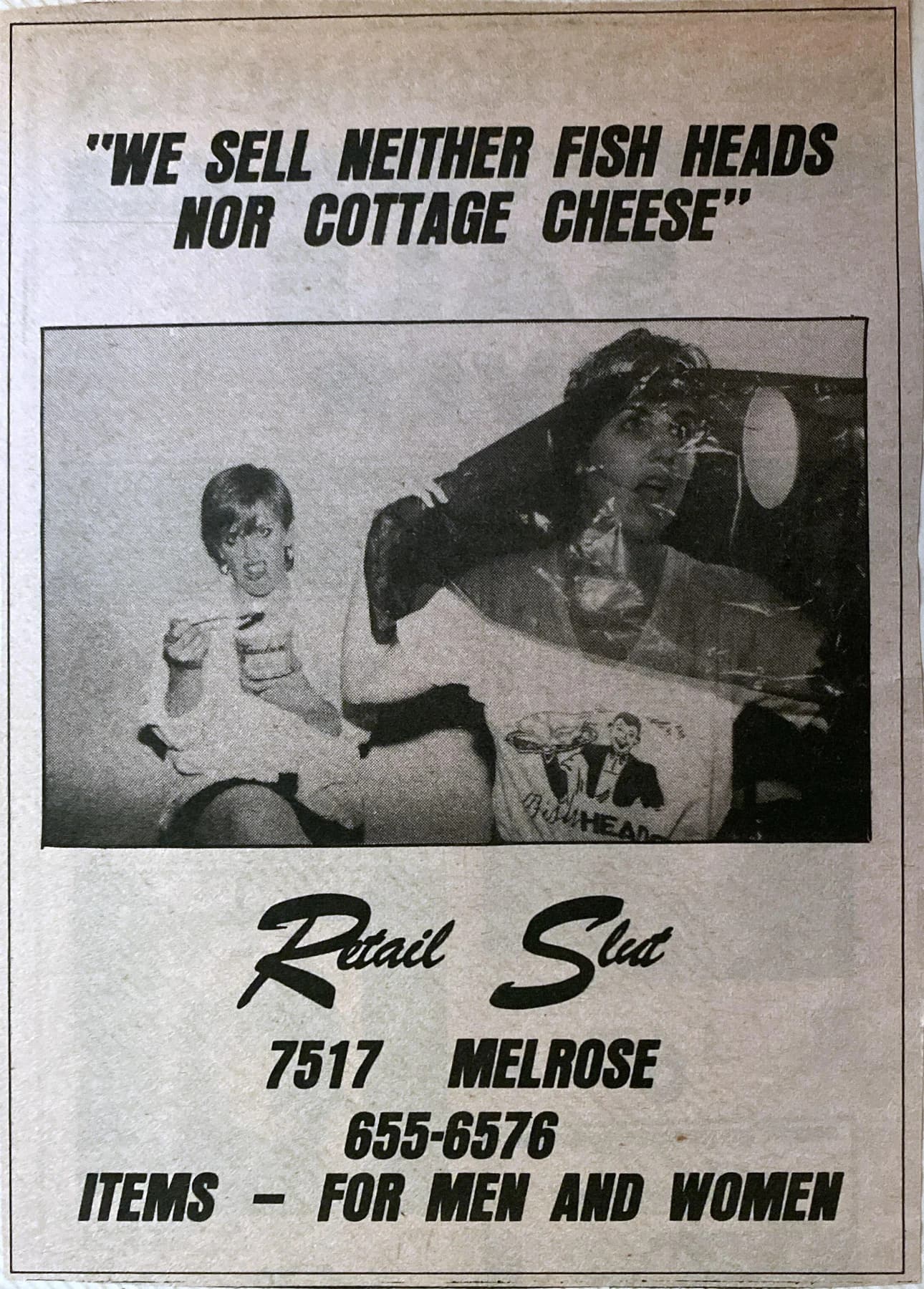 “We sell neither fish heads nor cottage cheese.” Vintage RS ad copy, pure attitude.