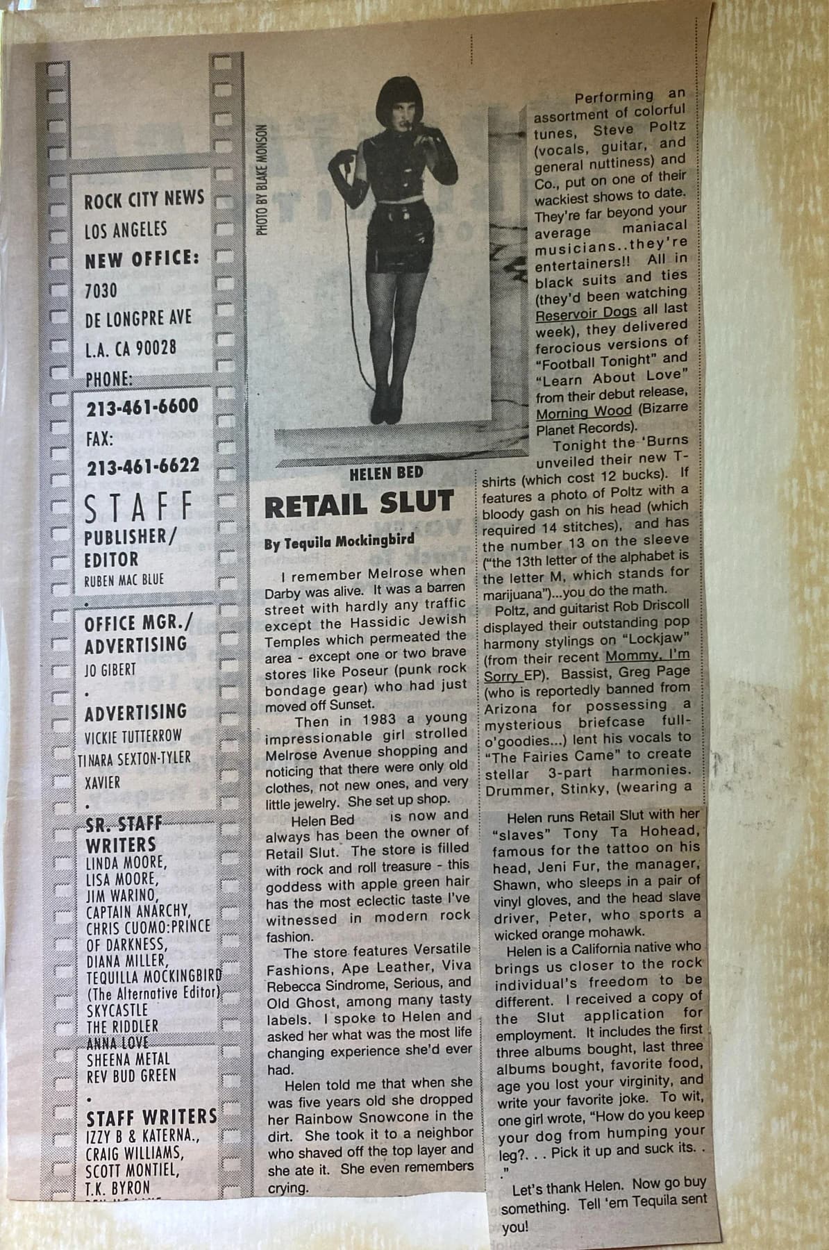 Rock City News — “Helen Bed / Retail Slut” by Tequila Mockingbird.