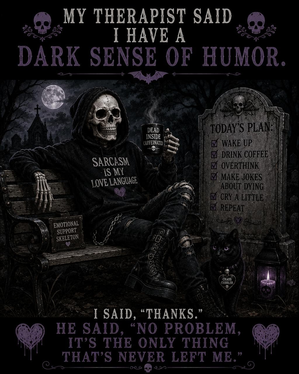 Dark Sense Of Humor Hoodie print detail