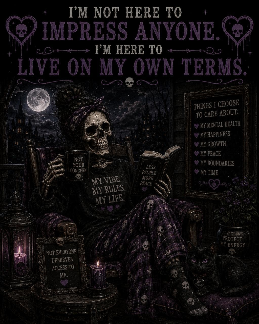 Live On My Own Terms Hoodie print detail