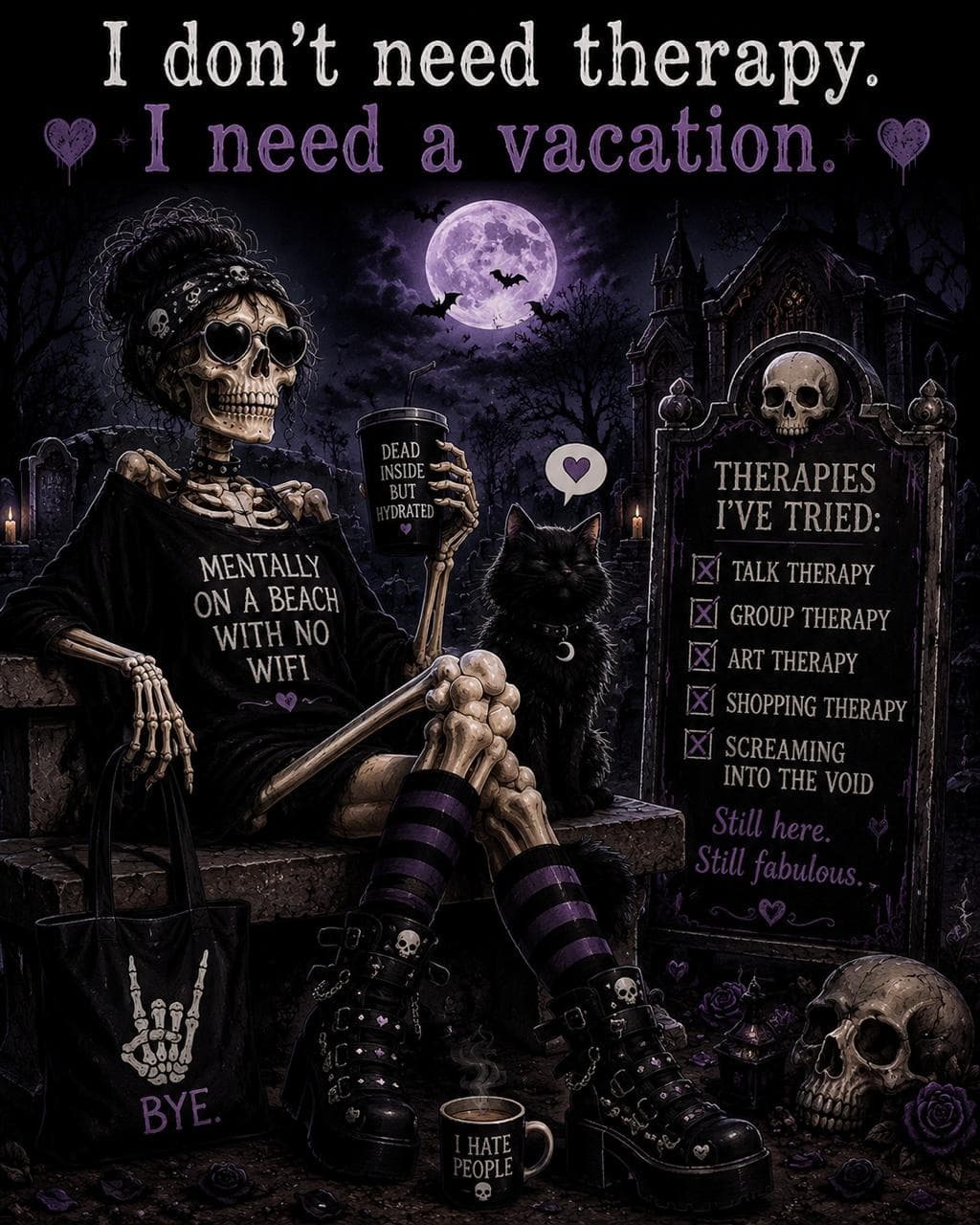 I Need A Vacation print detail